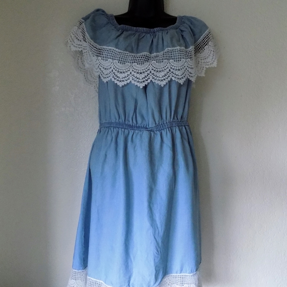 Off the shoulder denim dress*imperfection*